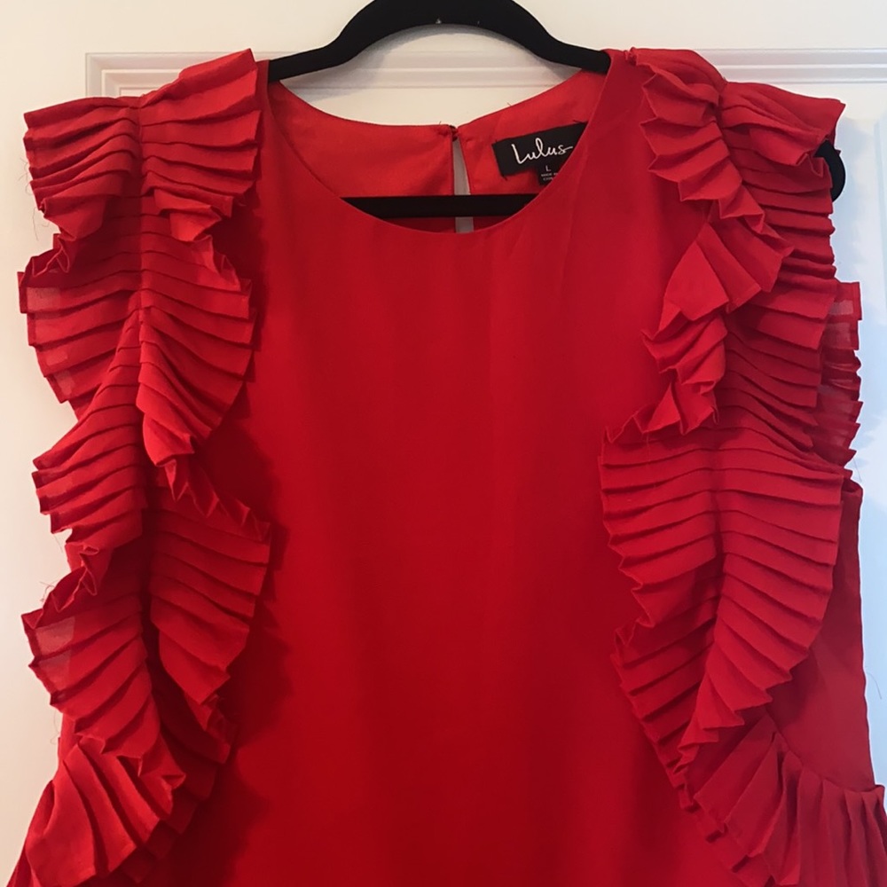 Red Ruffled Mini Dress - Lulu’s - Picture 2 of 4